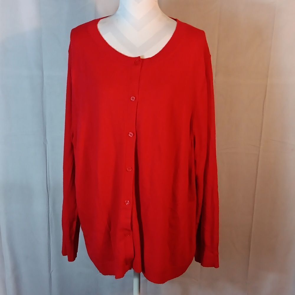 Loft Plus Red Button-Up Cardigan - Picture 8 of 8
